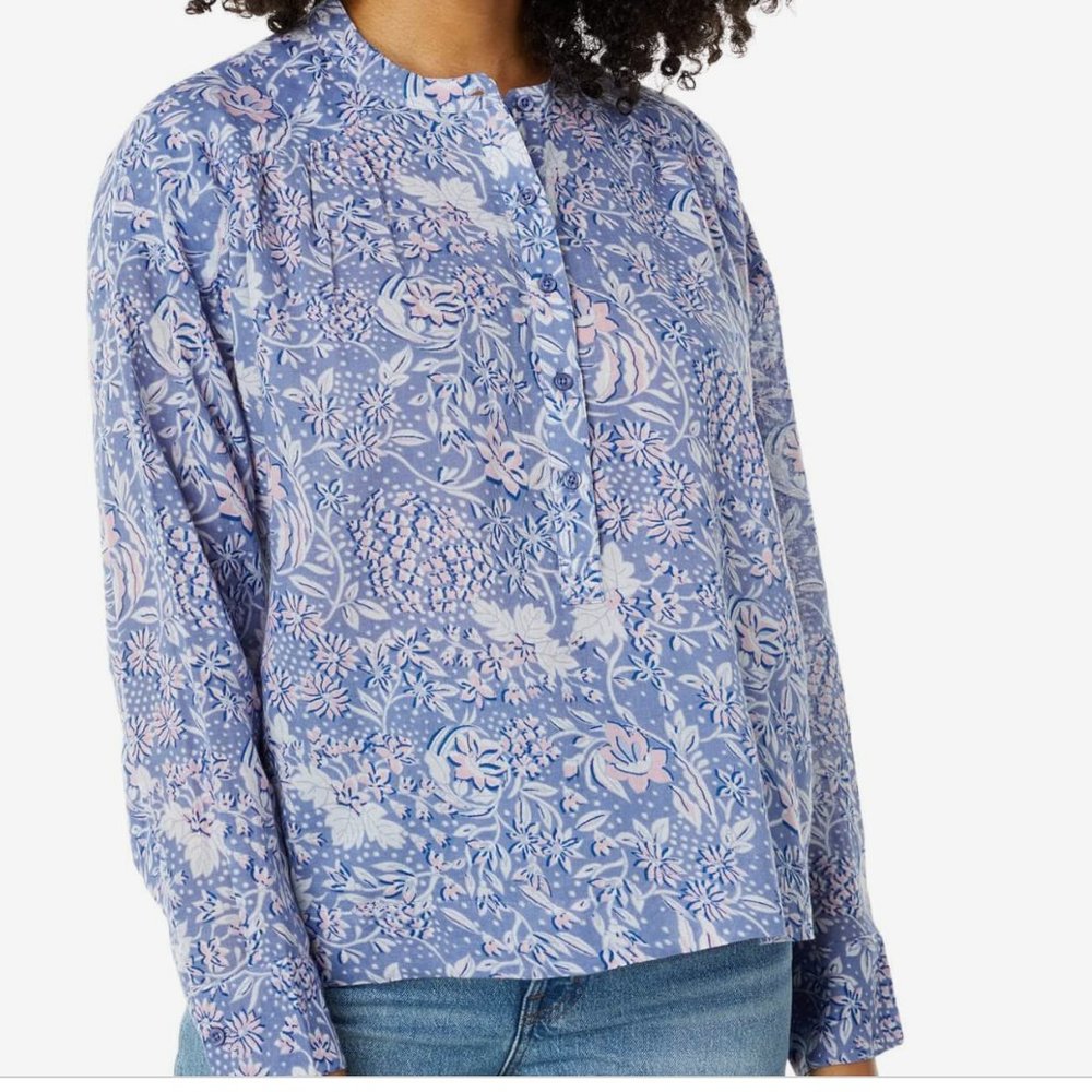 Sundy Wild Floral Woven Cotton Henley